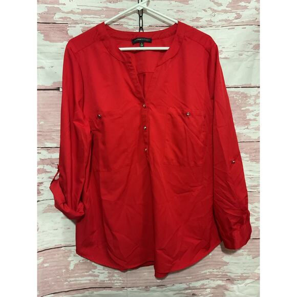 NEW Adrienne Vittadini XL Red Blouse - Picture 9 of 10
